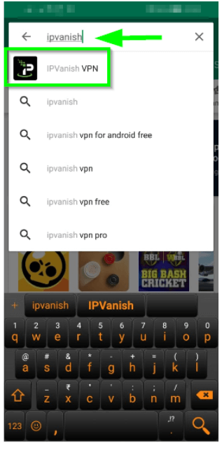 Search IPVanish on Search Bar