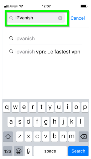 Search IPVanish App