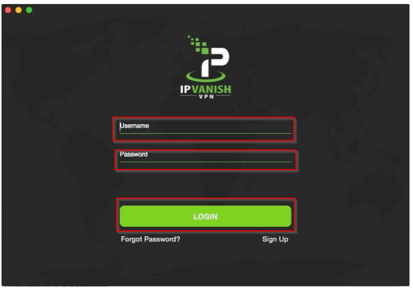 add IPVanish user name and password