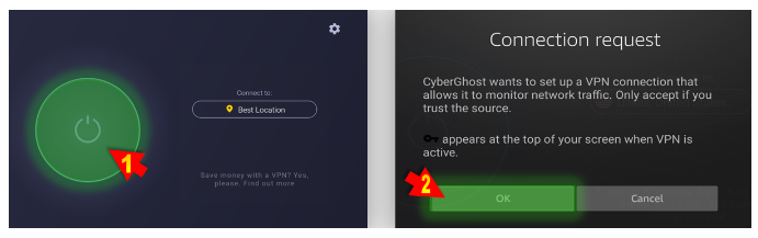 allow CyberGhost VPN to encrypt traffic