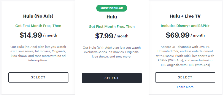 Hulu Subscription Price