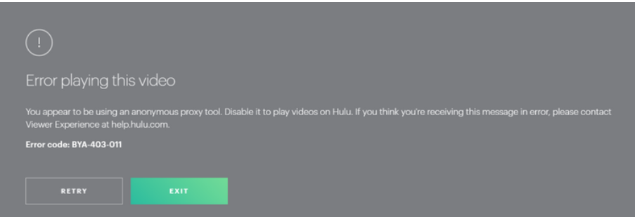 Hulu VPN Error