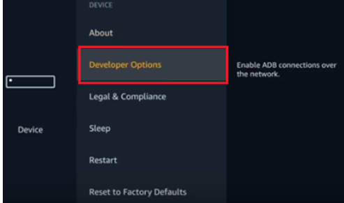 open the Developer Options