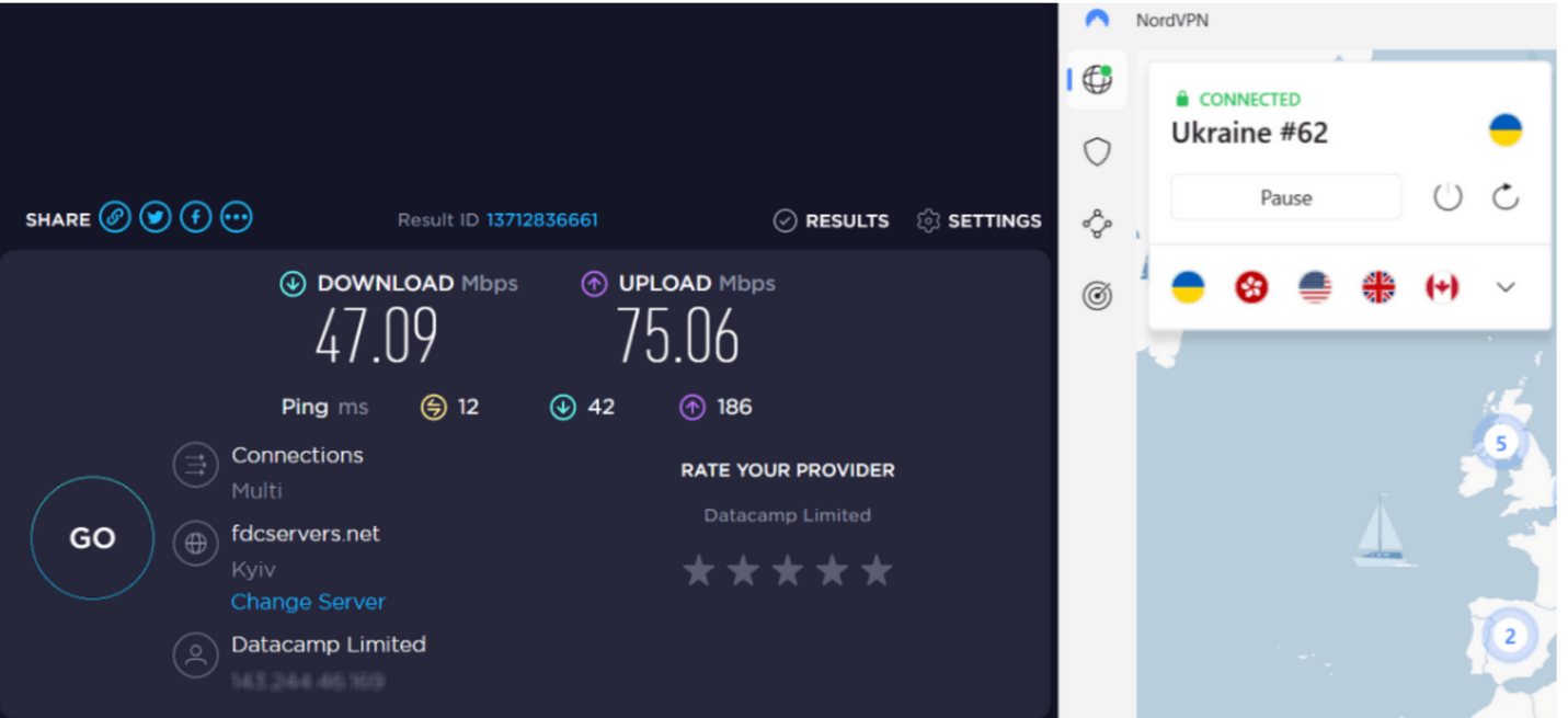 Speed Test of NordVPN