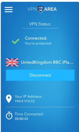 iOS Connected To VPNArea