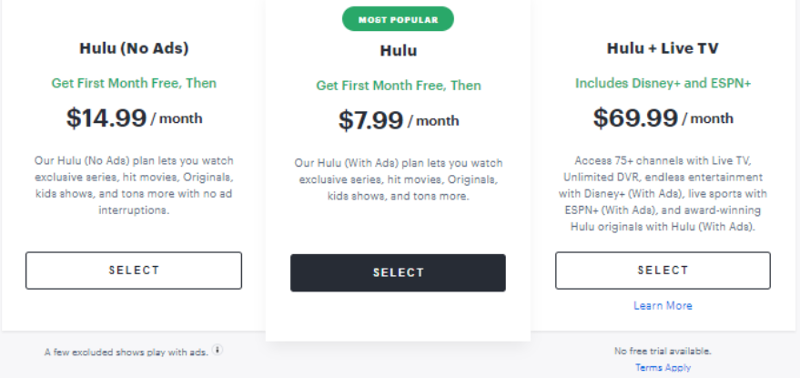 Pricing of Hulu For Ireland