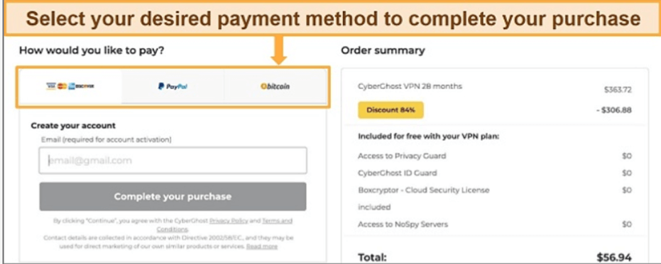 Select Payment method