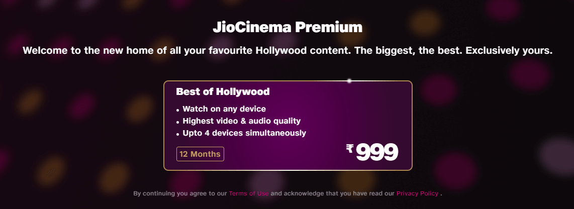 JioCinema Subscription Cost